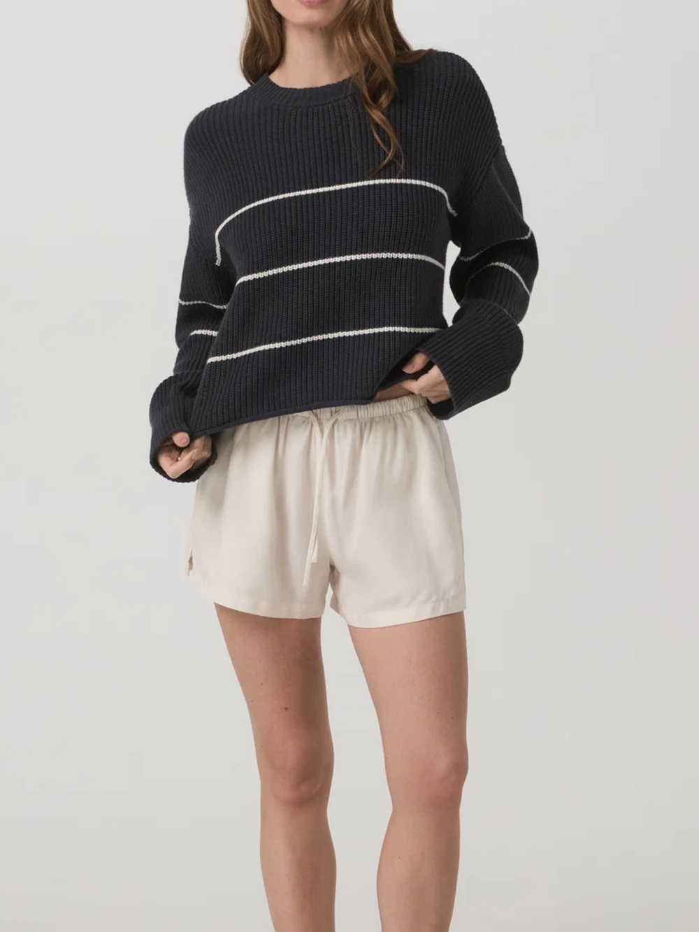 Vuori Montauk Crew Organic Cotton/Cashmere Sweater - Navy Stripe - Small - Picture 2 of 8